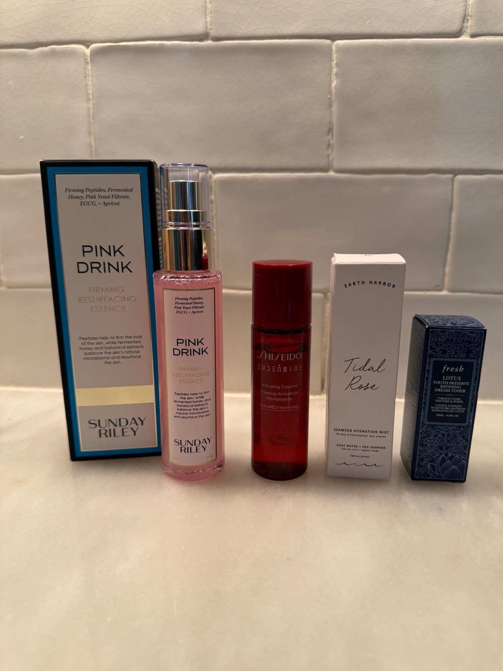 Prestige Toners Essences Mists Sunday Riley Pink Drink Shiseido Fresh